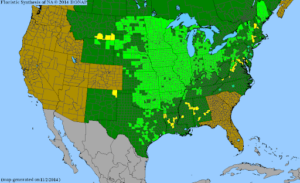 native range map of quercus macrocarpa known as burr oak